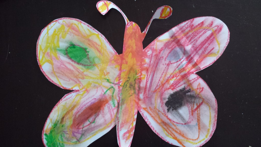 Oil pastel butterfly craft for toddlers