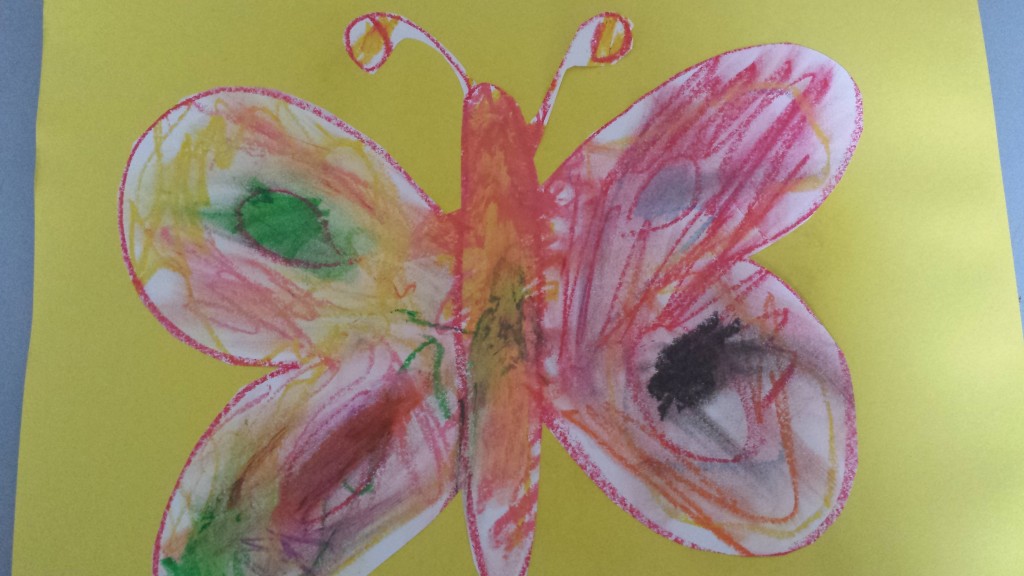 Oil pastel butterfly craft for toddlers