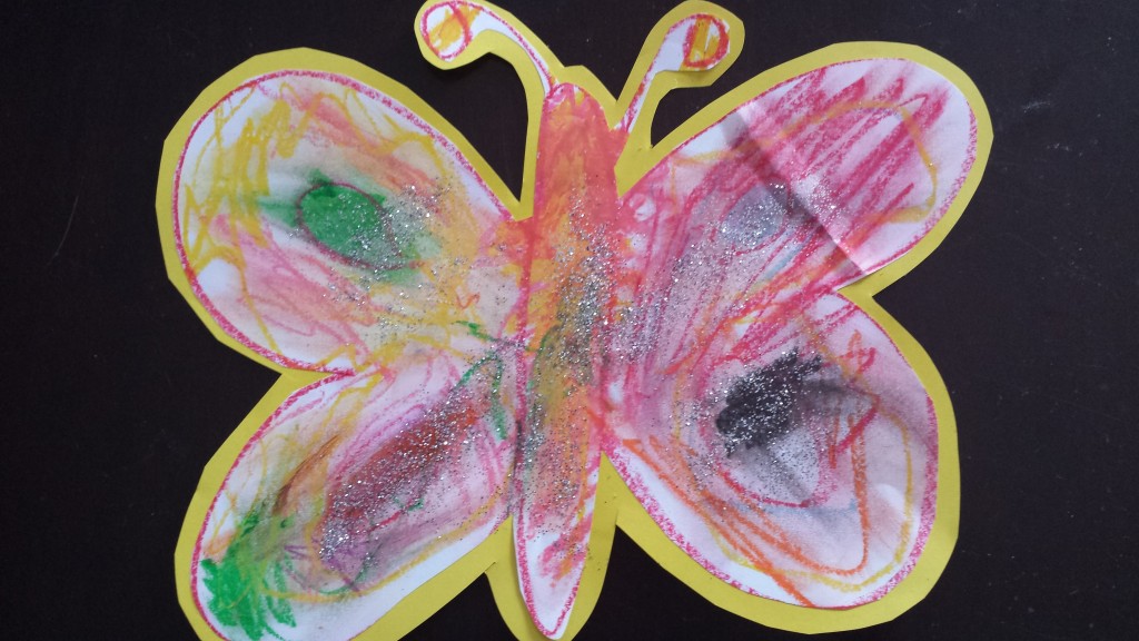 Oil pastel butterfly craft for toddlers - My Bored Toddler