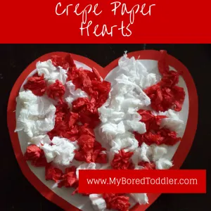 Crepe paper hearts toddler craft
