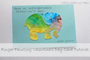 finger painting valentine's day card