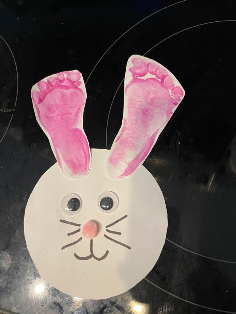 Easter bunny with footprint ears 