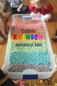 activities for toddlers rainbow sensory bin