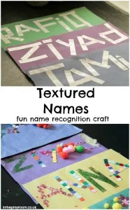 activities for toddlers - textured names
