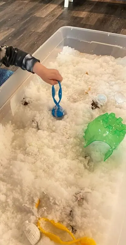 Winter Sensory Bin with Real Snow - Pre-K Pages