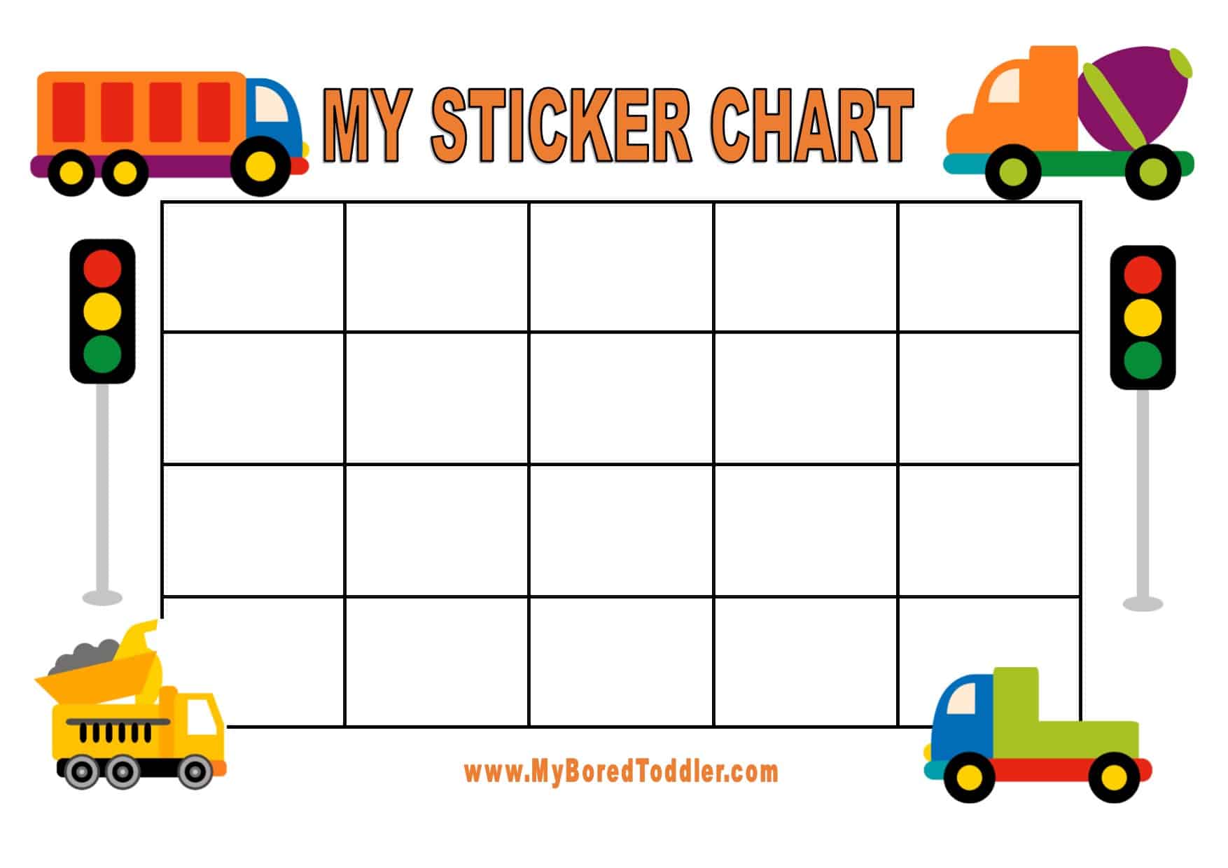 Truck Printable Reward Chart My Bored Toddler