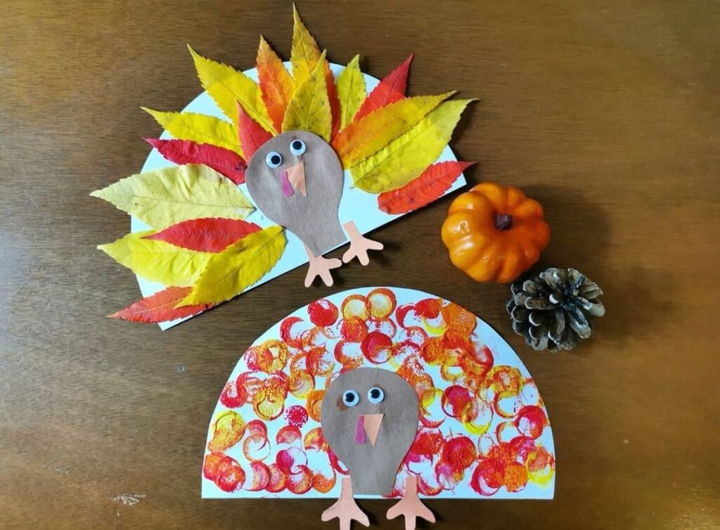 Thanksgiving paper plate turkey craft idea 