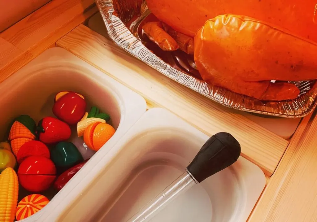 thanksgiving turkey sensory bin for toddlers and preschoolers