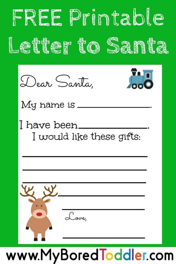 FREE Printable Letter to Santa - My Bored Toddler