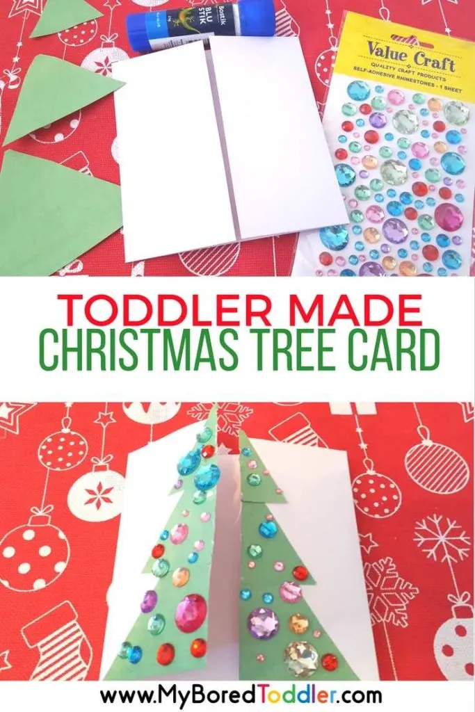 toddler made christmas tree card craft