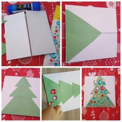 toddler made christmas card christmas tree