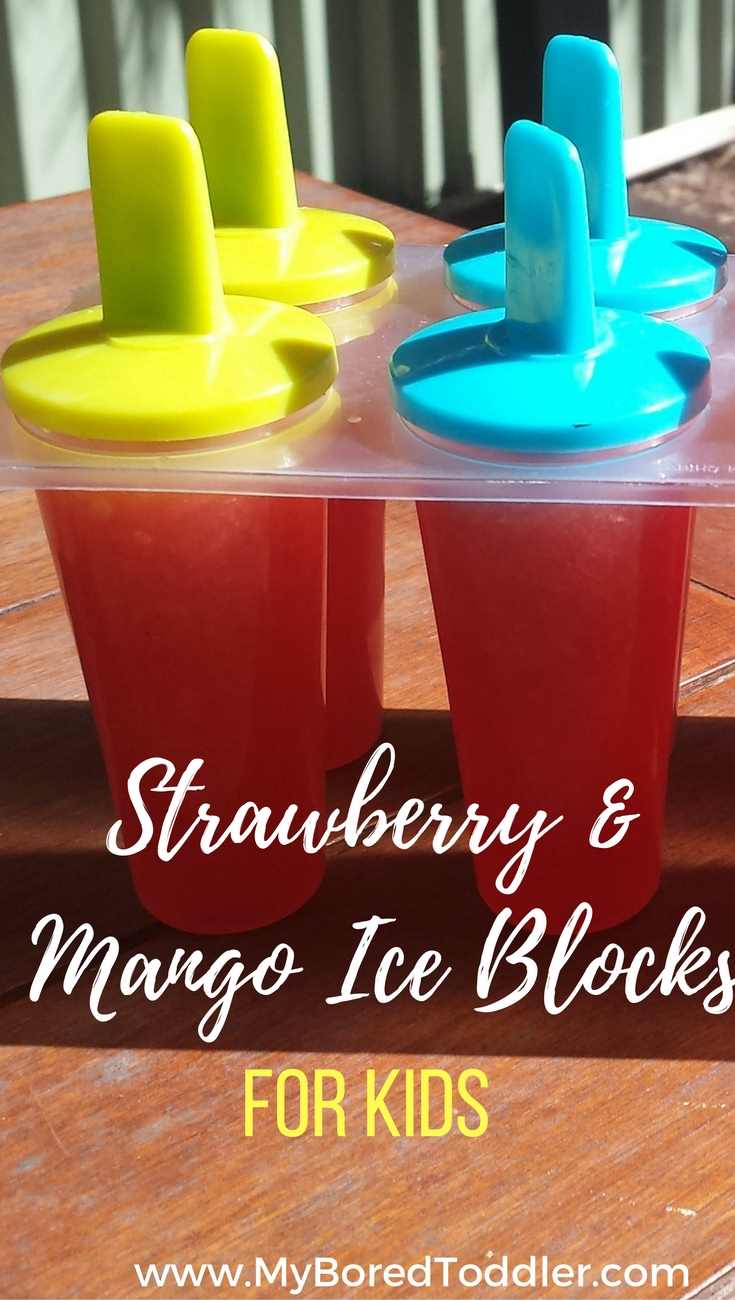 Strawberry & mango iceblocks for kids pinterest