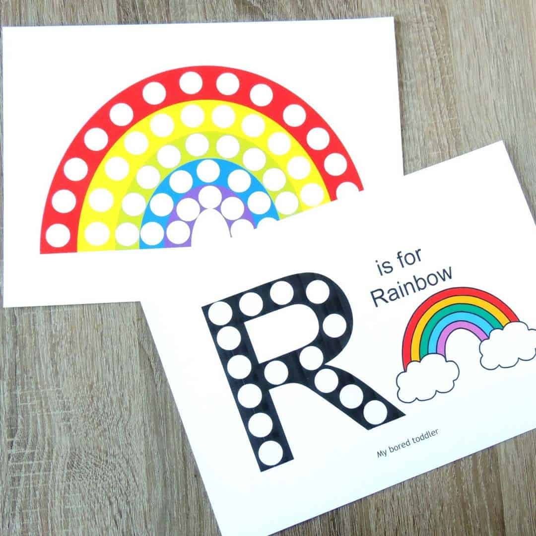 free printable r is for rainbow do a dot toddler activity