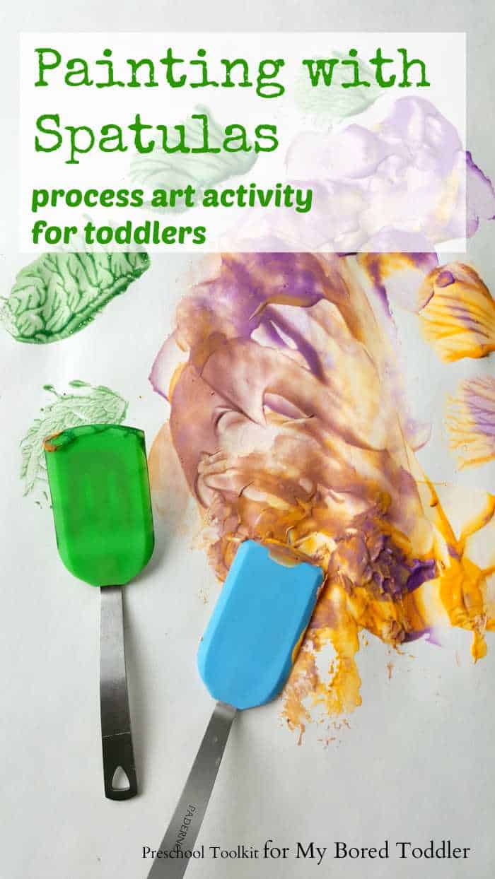 painting with spatulas process art for toddlers