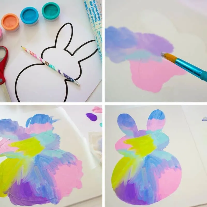easy easter bunny painting for toddlers in process pics 3