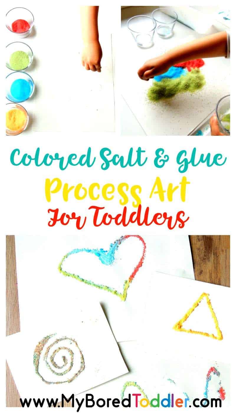 salt and glue process art for toddlers. A fun way to paint with toddlers - a great toddler activity. 