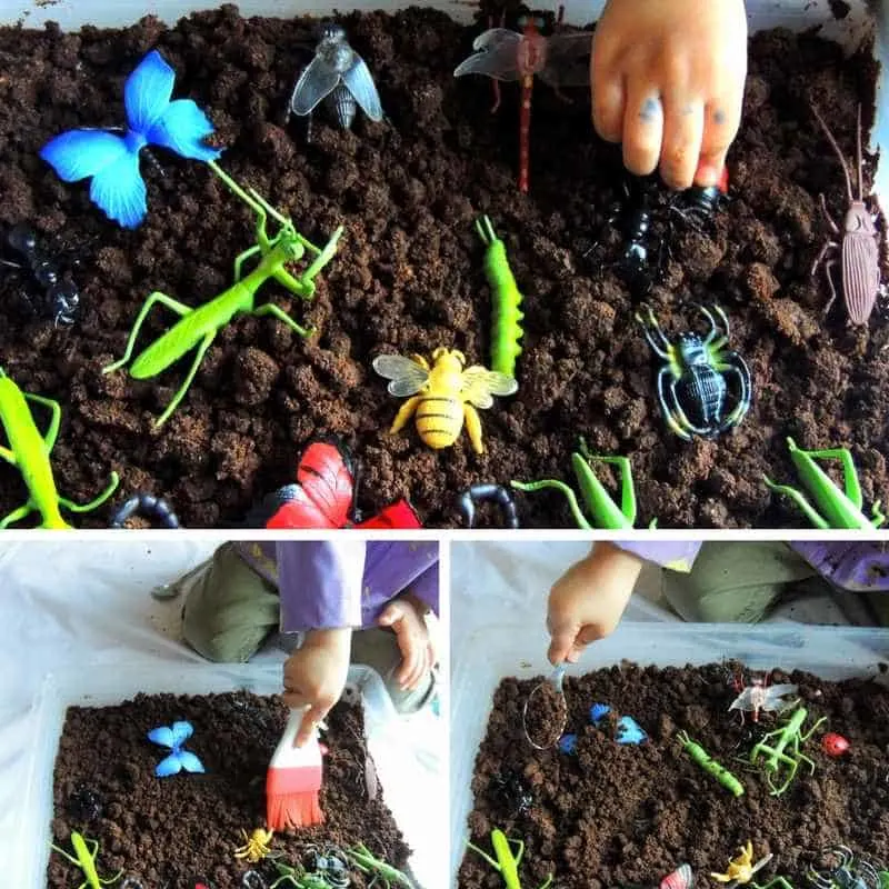 soil and insects sensory bin for toddlers taste safe toddler activity