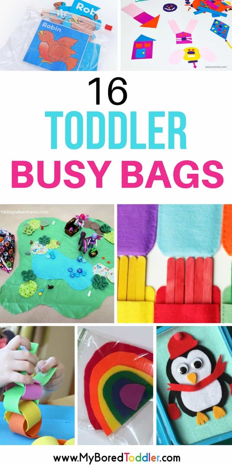 Toddler Busy Bags - a collection of busy bags for one and two year olds. Quiet bin activities for toddlers. Easy and simple activities for toddlers to keep them busy when you need them to be quiet and entertained. 