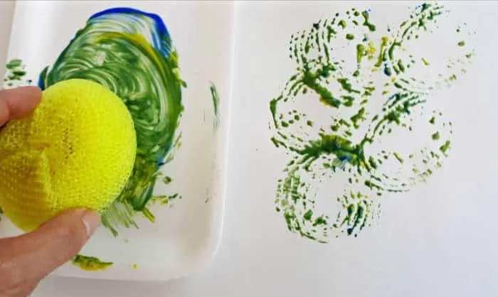 Painting with Kitchen Scrubbers - Laughing Kids Learn