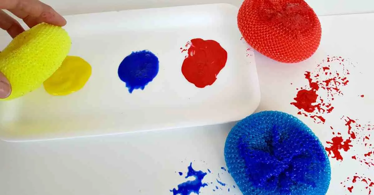 Toddler activity painting with pot scrubbers feature image
