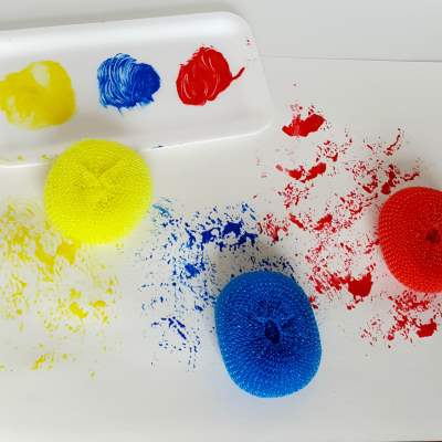 Painting with Pot Scrubbers