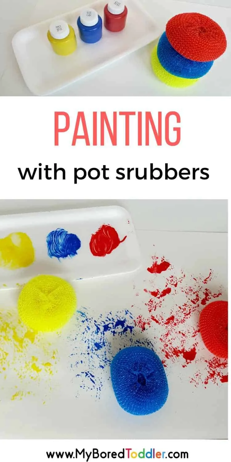 Painting with Pot Scrubbers - My Bored Toddler