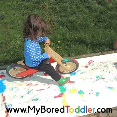 painting with a balance bike