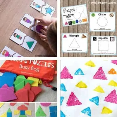 shape activities for toddlers - shape matching, shape playdough mats, shape busy bags, shape stamping