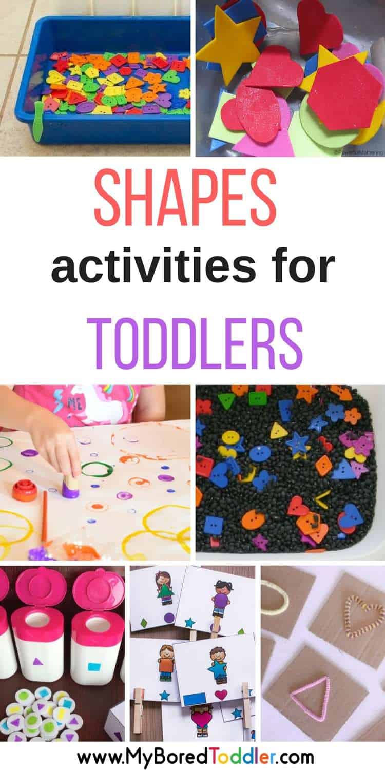 Shapes activities for toddlers. A collection of shape crafts and activities that are perfect for 1 year olds, 2 year olds, 3 year olds. Shape sorting, matching, sensory play and more