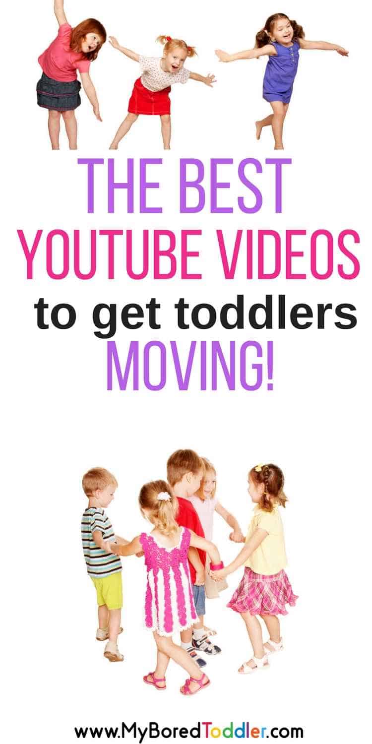 the best youtube videos to get toddlers moving. If you are looking for fun videos to get your 1 year old, 2 year old or 3 year old jumping and dancing around inside then these videos are perfect!