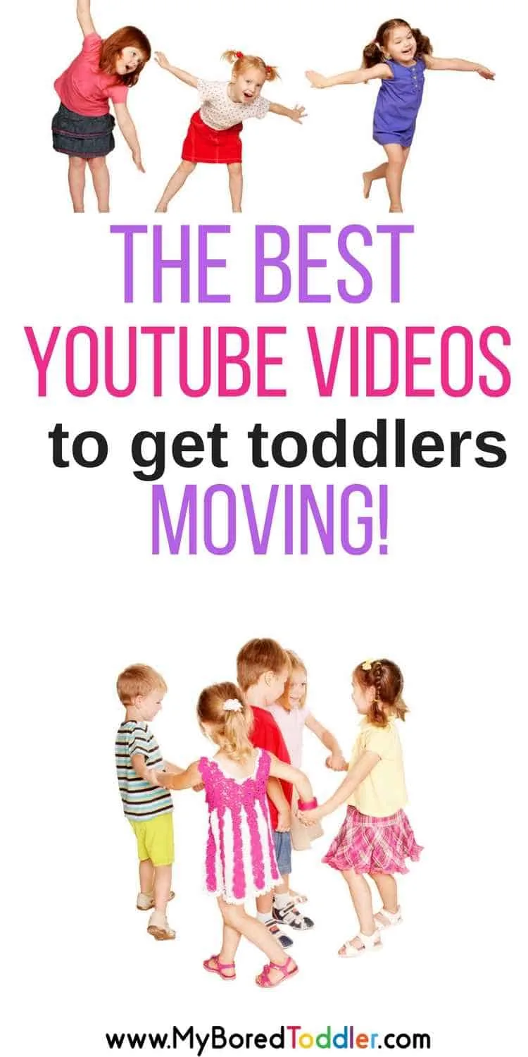the best youtube videos to get toddlers moving. If you are looking for fun videos to get your 1 year old, 2 year old or 3 year old jumping and dancing around inside then these videos are perfect!