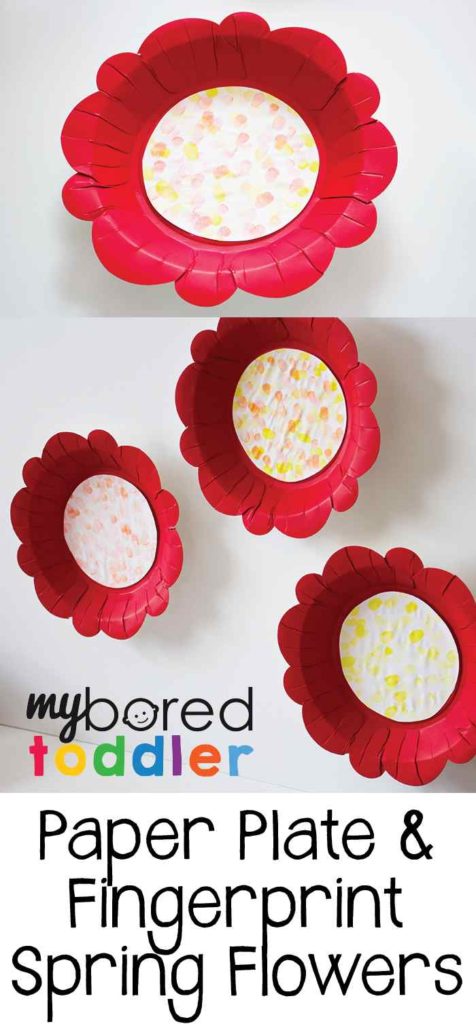 Paper Plate Fingerprint Flower Craft - My Bored Toddler