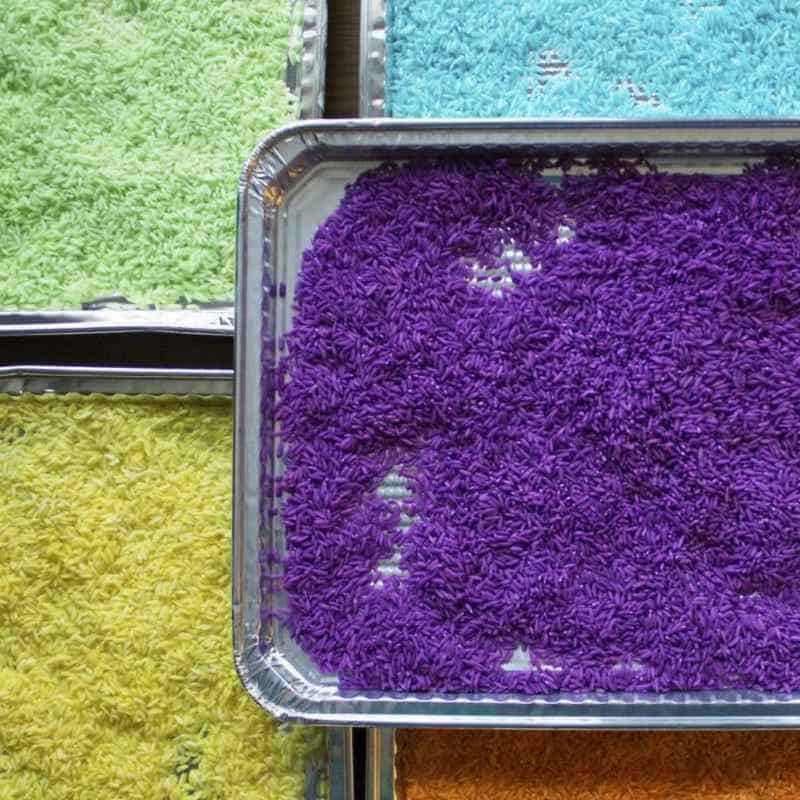 how to color rice for sensory play 2