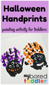 Halloween Handprint Painting - My Bored Toddler Painting Activity