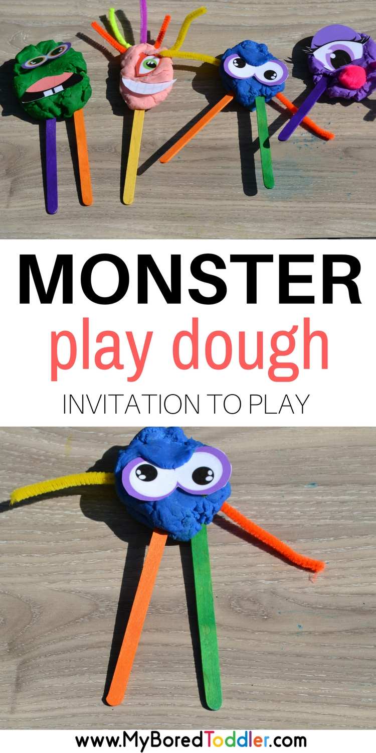 Monster Play Dough Invitation to play pinterest. This fun Halloween inspired play dough activity is a great sensory Halloween activity. It makes regular play doh much more fun! 