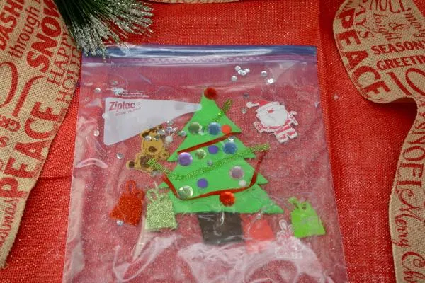 Toddler Christmas Tree Sensory Bag - My Bored Toddler