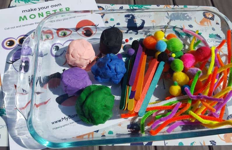 monster play dough invitation to play supplies