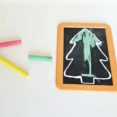 Christmas tree chalkboard art activity for toddlers 2