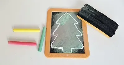 Christmas tree chalkboard art activity for toddlers 3