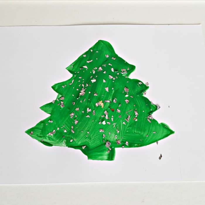 Christmas tree stencil craft painting activity for toddlers