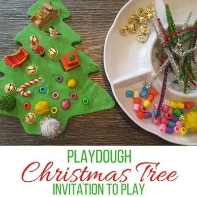 Giant playdough christmas tree invitation to play square