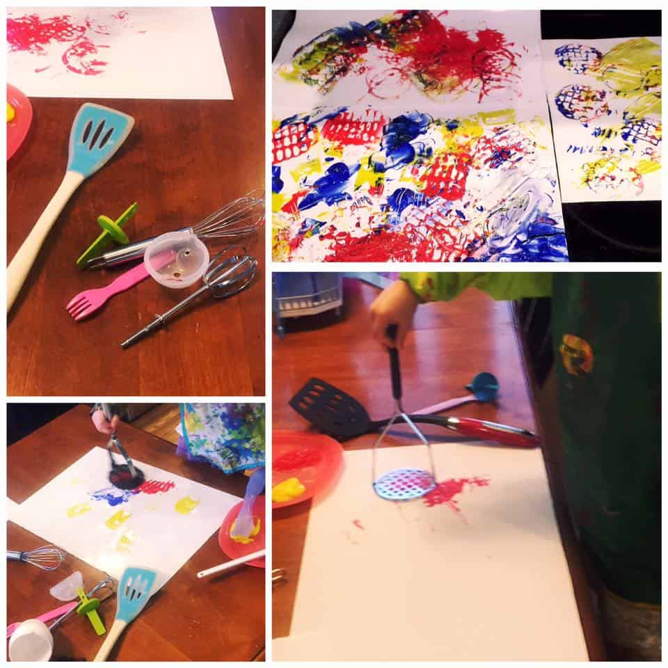 painting with kitchen utensils toddlers