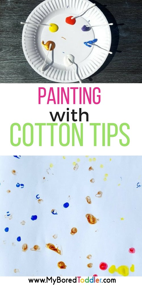 painting with cotton tips / painting with Q tips toddler painting toddler activity #toddleractivity #toddlerpainting #myboredtoddler