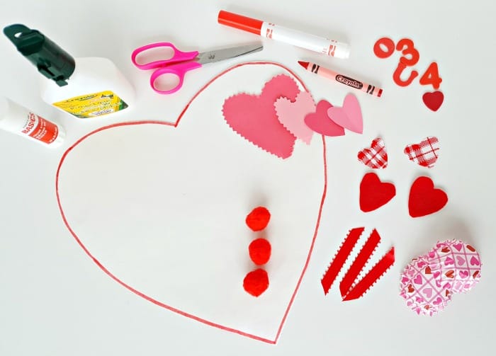 supplies for valentine collage for toddler activity