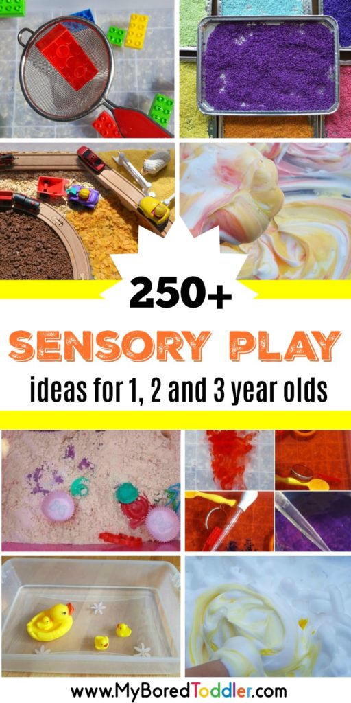 sensory play ideas for toddlers - 1 year old 2 year old 3 year old - sensory bins sensory tubs sensory challenges #sensorybins #sensoryplay #toddlersensory