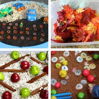 Autumn Fall Sensory Bins for Toddlers 2 and 3 year olds