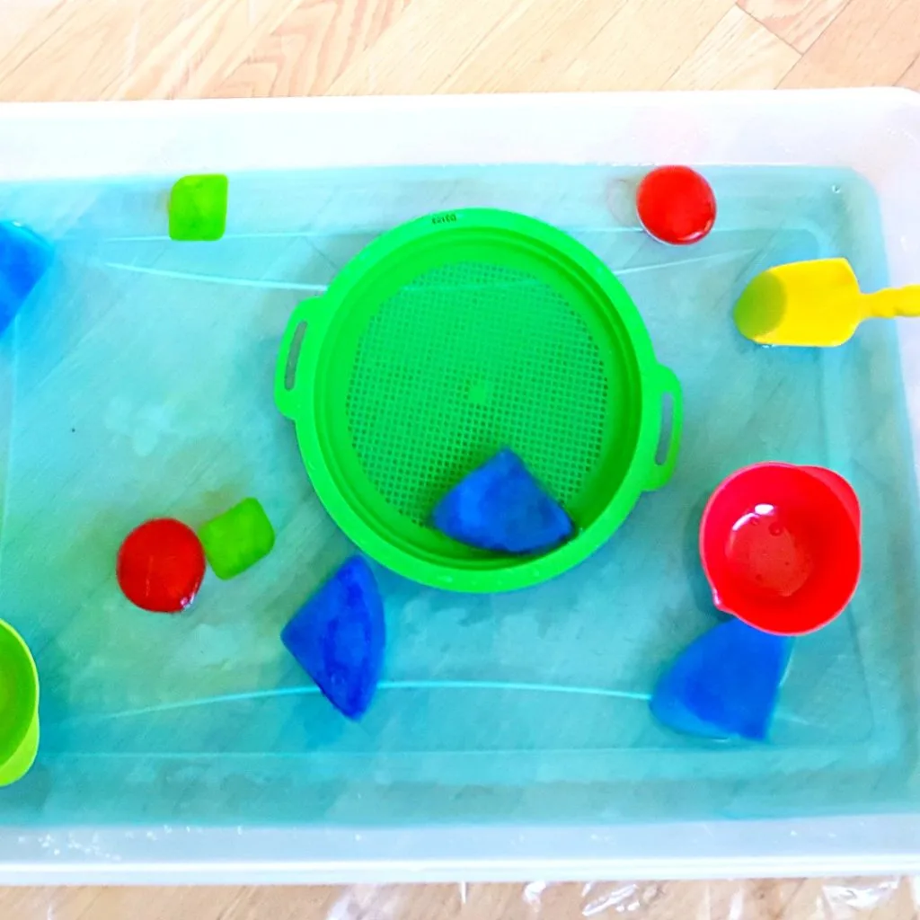 ice shapes in water toddler activity