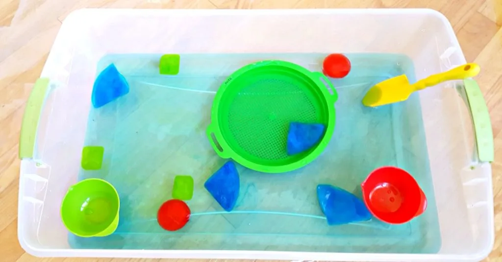 ice shapes toddler water play activity