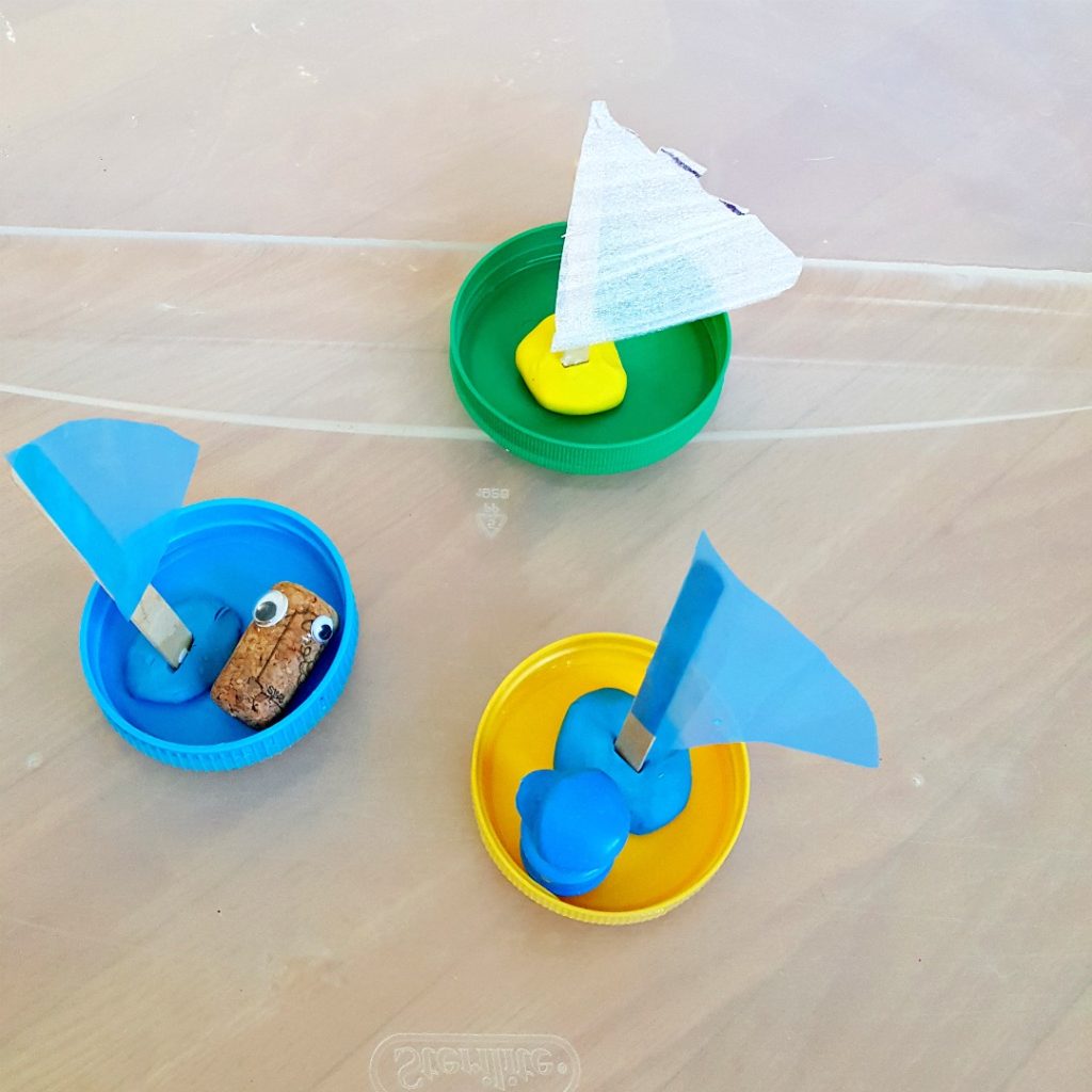 sailing jar lid boats water play for kids