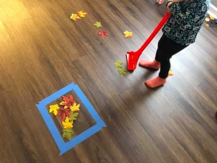 sweeping leaves fall toddler activities